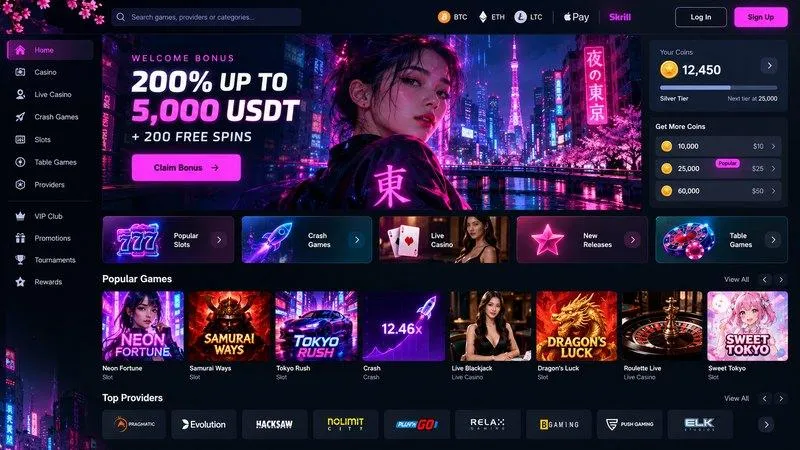 Wild Tokyo: Piattaforma Moderna con Design Futuristico e Crypto